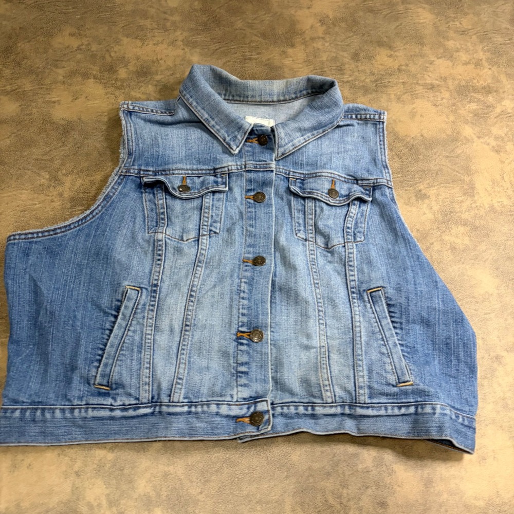 Old Navy Denim Vest Women XX-Large Blue Light Wash Sleeveless Trucker Jacket